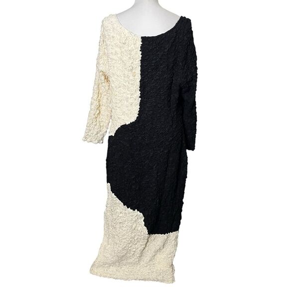 Mara Hoffman Amy Midi Dress Women’s Size 3X Black White Bodycon Textured Chic - Picture 4 of 8